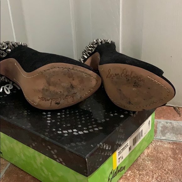 Sam Wdelman S-Lorissa Black Suede Heels - Picture 4 of 8